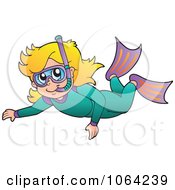 Clipart Snorkeling Girl Royalty Free Vector Illustration