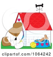 Cute Puppy Asleep In A Doghouse