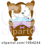 Clipart Sick Puppy Resting In Bed Royalty Free Vector Illustration