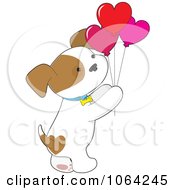 Puppy With Heart Balloons by Maria Bell
