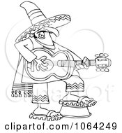 Poster, Art Print Of Outlined Mexican Guitarist