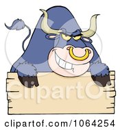 Poster, Art Print Of Purple Bull And Blank Sign