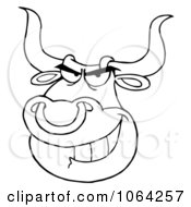 Poster, Art Print Of Outlined Bull Face With Nose Ring