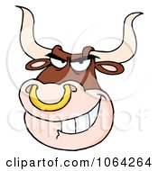 Poster, Art Print Of Bull Face With Nose Ring