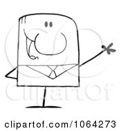 Clipart Outlined Waving Businessman Royalty Free Vector Illustration