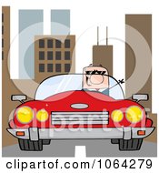 Poster, Art Print Of Caucasian Businessman Driving In The City