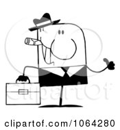 Clipart Black And White Thumbs Up Smoking Businessman Royalty Free Vector Illustration
