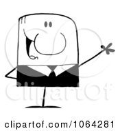 Clipart Black And White Waving Businessman Royalty Free Vector Illustration