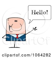 Clipart Caucasian Businessman Saying Hello Royalty Free Vector Illustration