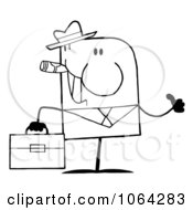Clipart Outlined Thumbs Up Smoking Businessman Royalty Free Vector Illustration