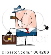Cigar Smoking Thumbs Up Caucasian Businessman by Hit Toon