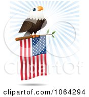 Poster, Art Print Of Bald Eagle On An American Flag Branch
