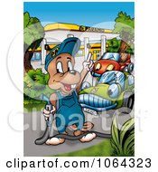 Clipart Beaver Working At A Gas Station Royalty Free Illustration
