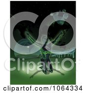 Poster, Art Print Of Kneeling Virtual Man With A Sphere Map And Cubes