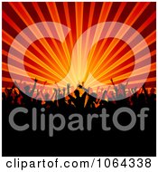 Poster, Art Print Of Silhouetted Crowd With Orange And Red Rays