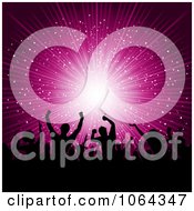 Clipart Silhouetted Crowd Over A Pink Burst Royalty Free Vector Illustration by KJ Pargeter