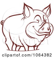 Poster, Art Print Of Happy Outlined Pig 2