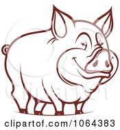 Poster, Art Print Of Happy Outlined Pig 1