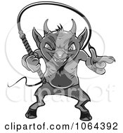 Clipart Gray Devil And Whip Royalty Free Vector Illustration by Vector Tradition SM