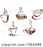 Clipart Brown Coffee Cups Digital Collage 2 Royalty Free Vector Illustration