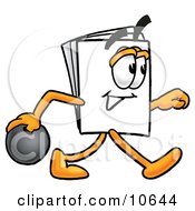 Clipart Picture Of A Paper Mascot Cartoon Character Holding A Bowling Ball by Mascot Junction