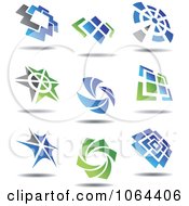 Clipart Blue Gray And Green Logos Royalty Free Vector Illustration