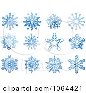 Poster, Art Print Of Blue Snowflakes Digital Collage 2