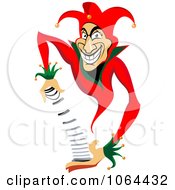 Clipart Red Joker With Cards Royalty Free Vector Illustration by Vector Tradition SM