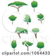 Clipart Trees Digital Collage Royalty Free Vector Illustration