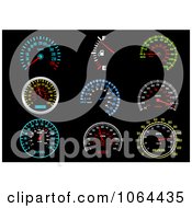 Clipart Speedometers Digital Collage Royalty Free Vector Illustration