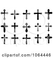Clipart Black Crosses Digital Collage 2 Royalty Free Vector Illustration