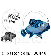 Clipart Fish And Hooks Digital Collage Royalty Free Vector Illustration