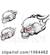 Clipart Flaming Skulls With Black Eye Sockets Digital Collage Royalty Free Vector Illustration