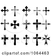 Clipart Black Crosses Digital Collage 1 Royalty Free Vector Illustration