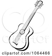 Clipart Guitar In Black And White Royalty Free Vector Illustration