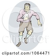 Clipart Japanese Rugby Player Running Royalty Free Vector Illustration