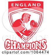 Clipart England Champions Rugby Player Over A Shield Royalty Free Vector Illustration