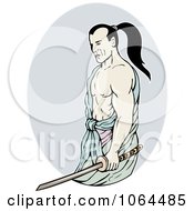 Clipart Samurai Warrior Holdin A Sword Royalty Free Vector Illustration