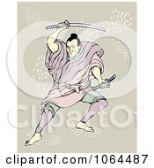 Clipart Samurai Warrior With Swords Royalty Free Vector Illustration