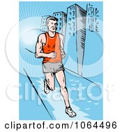 Poster, Art Print Of Marathon Runner On A Sidewalk