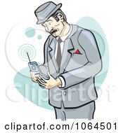 Poster, Art Print Of Retro Businessman Using A Cell Phone