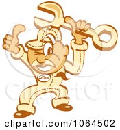 Poster, Art Print Of Retro Thumbs Up Auto Mechanic Man With A Wrench