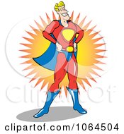 Clipart Male Super Hero Smiling Royalty Free Vector Illustration by Andy Nortnik