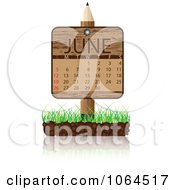 Poster, Art Print Of Wooden June Calendar Posted In Grass