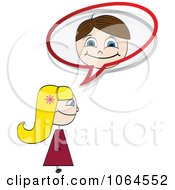 Clipart Girl Talking To A Happy Boy Royalty Free Vector Illustration