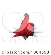 Poster, Art Print Of 3d Red Thumbs Up Through A Crack