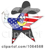 Clipart American Star Holding A Beverage Royalty Free Vector Illustration