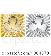 Clipart Gold And Silver Clover Or Poker Clubs Royalty Free Vector Illustration
