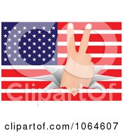 Clipart Victorious Hand Through An American Flag Royalty Free Vector Illustration