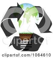Clipart World Map Bulb With Recycle Arrows Royalty Free Vector Illustration
